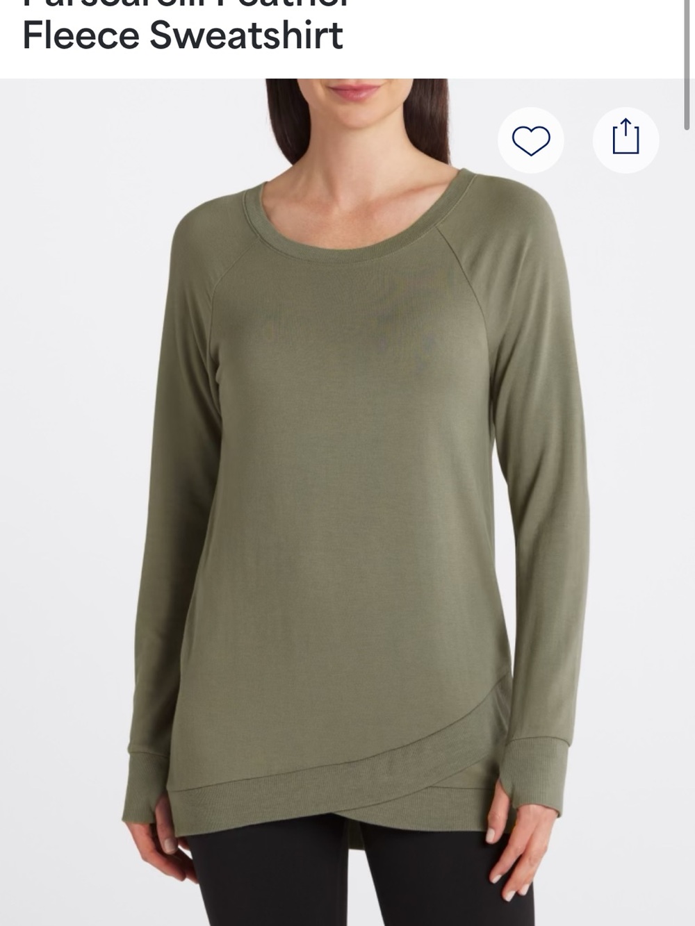 Women's Olive Green Long-Sleeve Fleece Sweatshirt
